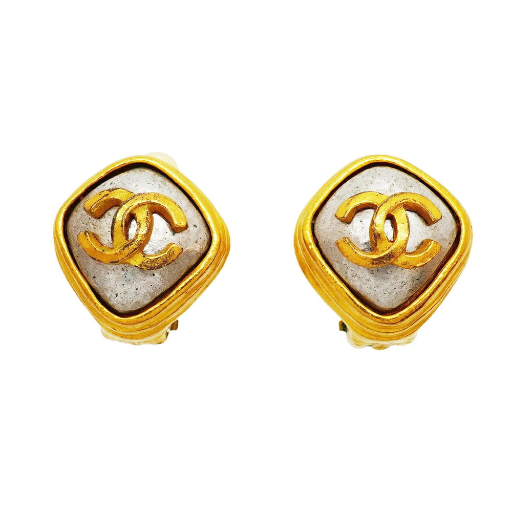 Chanel earrings, Coco Mark, GP plated, gold, silver, women's.